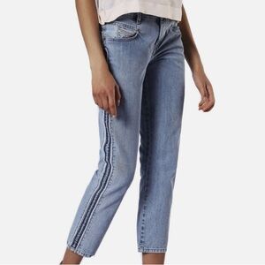 Diesel Blue Ankle Cropped Jeans with Sporty Stripes